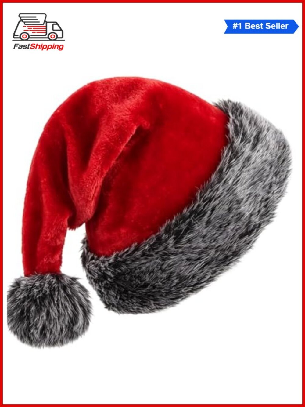 🎅 Plush Santa Hat Drooping Crown Pom Pom Christmas Party Headwear